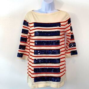 Marc Jacobs Striped Sequin Pullover Knit Top